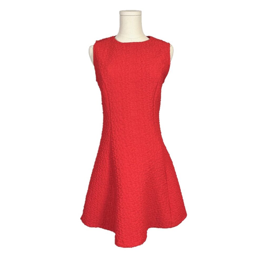 Zara Red Crinkle Fabric Sleeveless Fit & Flare Dress Size Medium